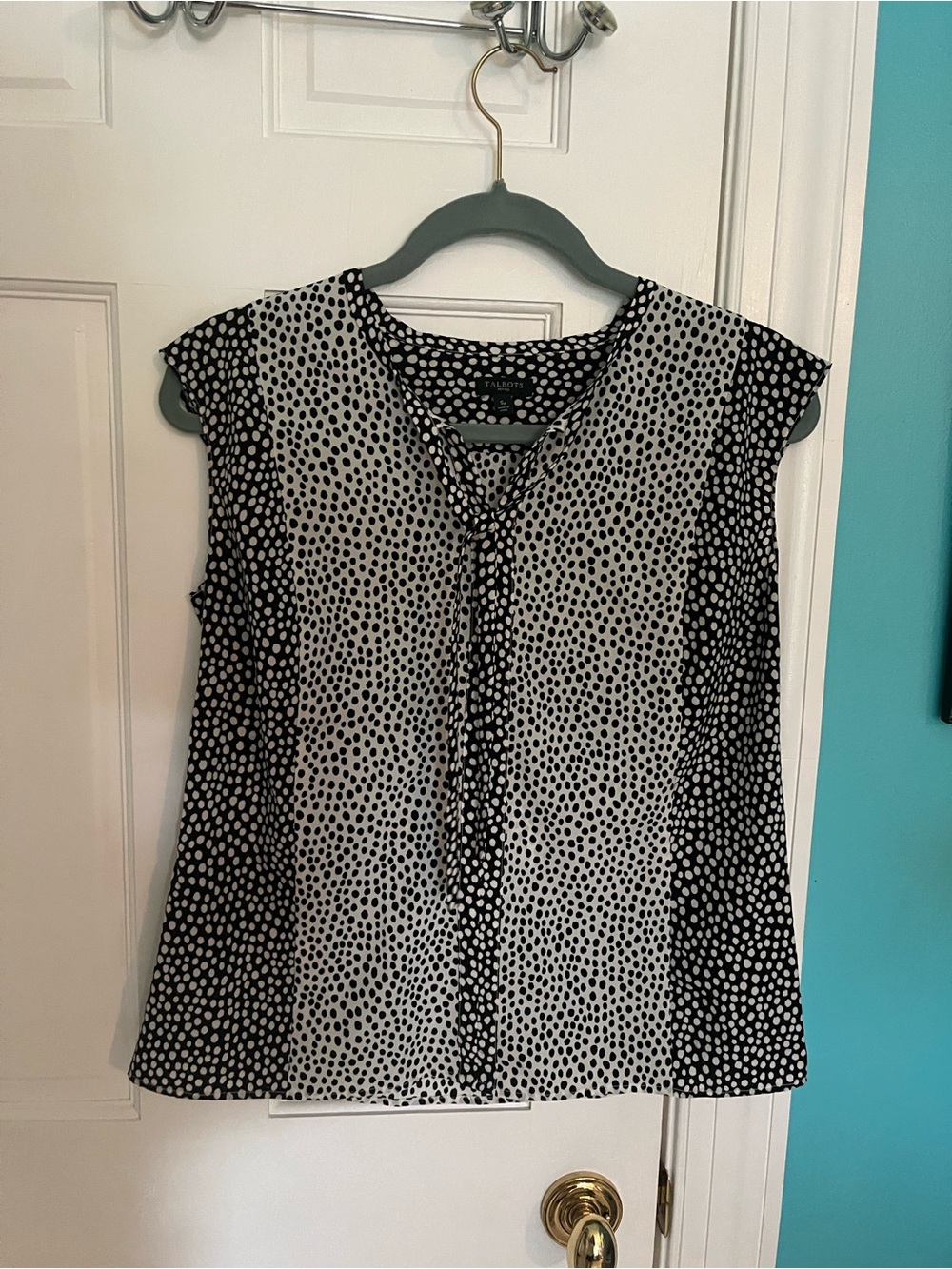 Talbots Black and White Polka Dot Sleeveless Top
